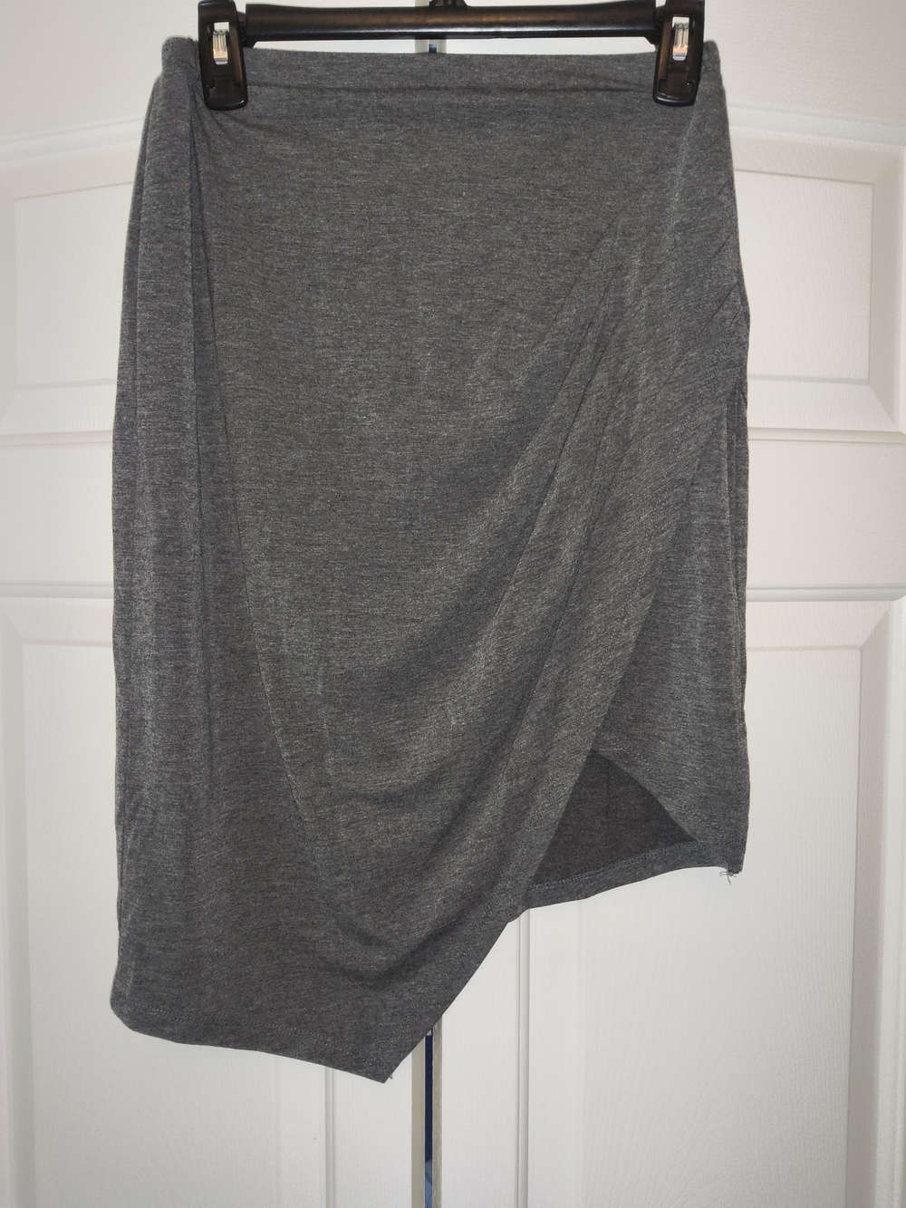 TCEC Heather Gray Asymmetrical Draped Knit Skirt